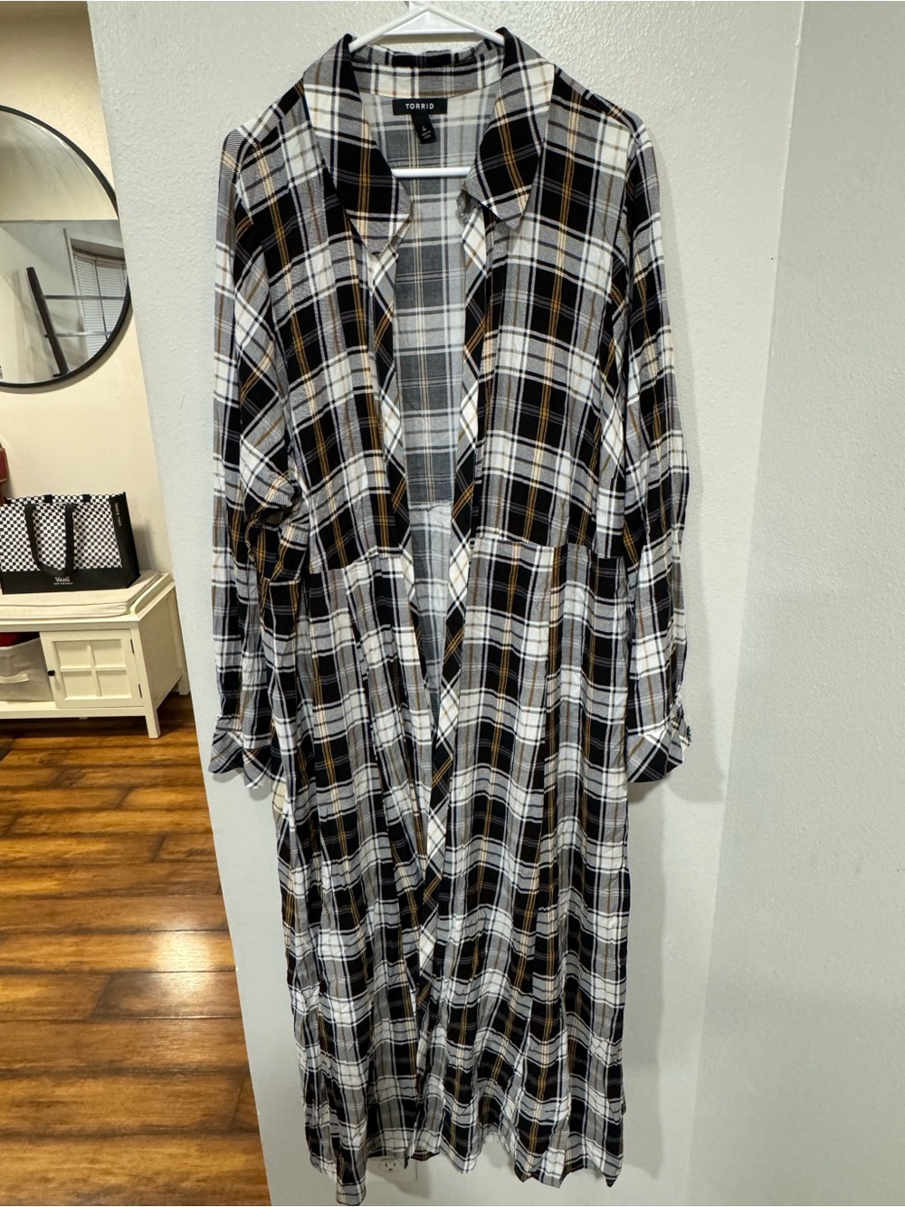 Torrid Black & White Plaid Duster
